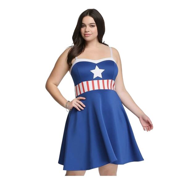 Torrid Her Universe Captain America Cosplay Costume Dress Size 2 18/20 XXL - Picture 1 of 10